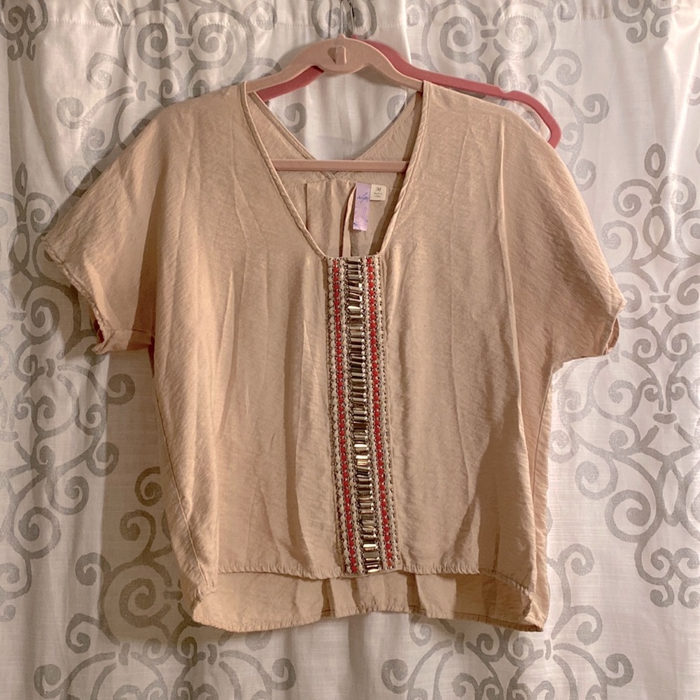 Cute blouse with beading on front